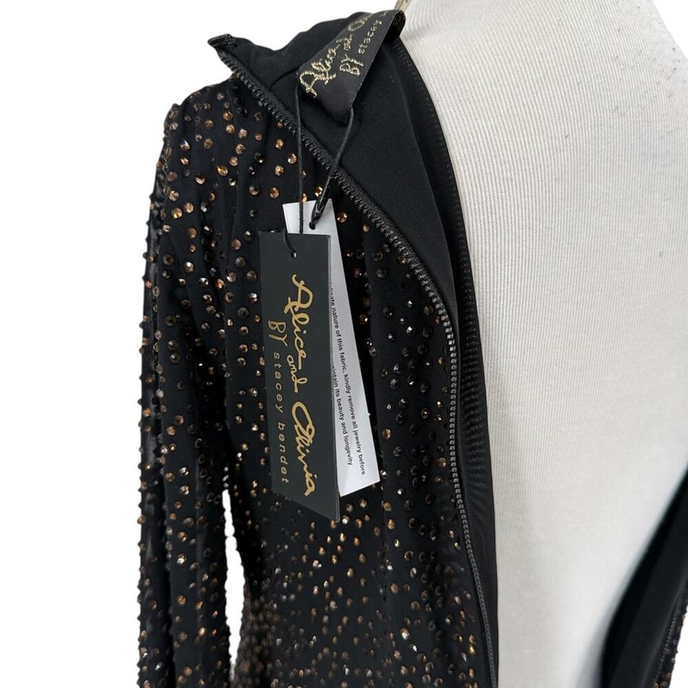 Alice and Olivia Delora Embellished Maxi Gown Black Dress Size 6 NWT - Picture 11 of 13